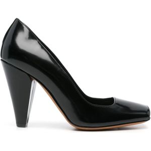 Khaite, Schoenen, Dames, Zwart, 36 EU, Leer, Zwarte Cone Hak Vierkante Neus Pumps