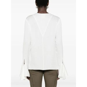 Givenchy, Blouses & Shirts, Dames, Wit, S, Witte Zijden Blouse met Gerimpelde Rand