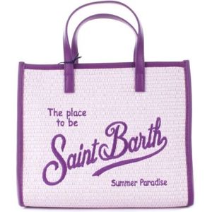 Saint Barth, Tassen, Dames, Paars, ONE Size, Polyester, Lila Schoudertas met Logo