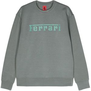 Ferrari, Sweatshirts & Hoodies, Heren, Grijs, M, Grijze Logo Sweater Ronde Hals Lange Mouw