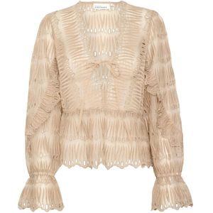 Karen by Simonsen, Feminine Mesh Blouse met Pofmouwen Roze, Dames, Maat:L