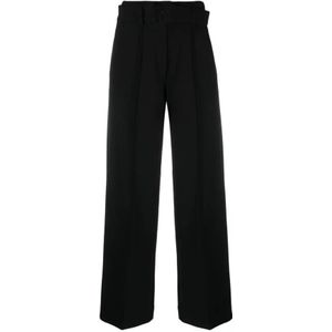 Dkny, Zwarte Dubbel Geweven Geriemde Casual Broek Zwart, Dames, Maat:L