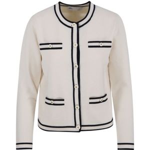 Tory Burch, Truien, Dames, Beige, S, Frans Crème/Medium Navy Kendra Cardigan