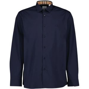 Burberry, Overhemden, Heren, Blauw, M, Katoen, Klassieke Overhemd met Lange Mouwen