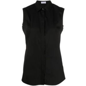 Brunello Cucinelli, Blouses & Shirts, Dames, Zwart, L, Monille Mouwloze Shirt voor een Elegant Garderobe