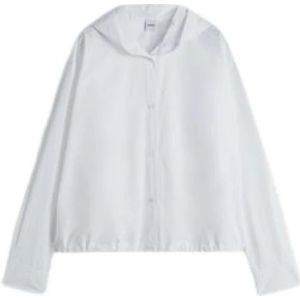 Aspesi, Blouses & Shirts, Dames, Wit, S, Katoen, Witte Katoenen Poplin Shirt met Capuchon