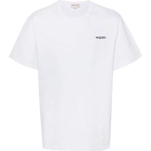 Alexander McQueen, Tops, Heren, Wit, L, Logo Wit T-shirt Korte Mouw Ronde Hals