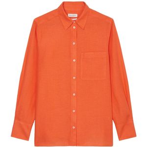 Marc O'Polo, Linnen blouse normaal Oranje, Dames, Maat:2XS