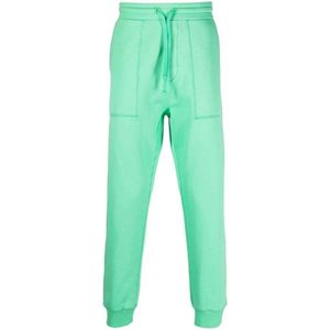 Nanushka, Mintgroene broek met hoge taille en geborduurd logo Groen, Dames, Maat:S
