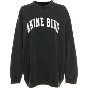 Anine Bing, Sweatshirts & Hoodies, Dames, Zwart, XS, Katoen, Vintage Oversized Sweatshirt met Distressed Details