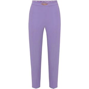 Elisabetta Franchi, Broeken, Dames, Paars, S, Polyester, Stretch Crêpe Rechte Pijp Broek