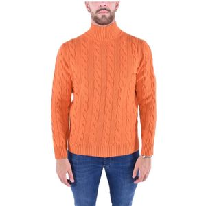 Kangra, Truien, Heren, Oranje, XL, Wol, Oranje Gevlochten Coltrui