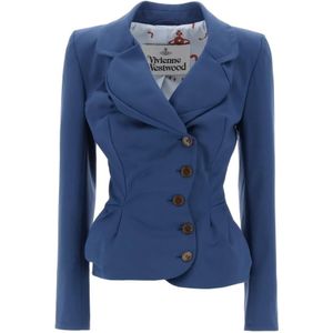Vivienne Westwood, Jassen, Dames, Blauw, S, Katoen, Draped Slim-Fit Tailored Jacket