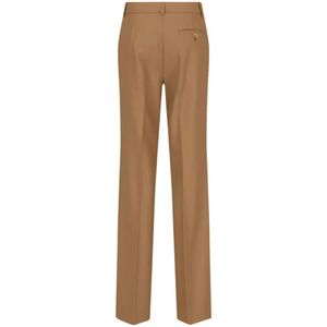 Dolce & Gabbana, Broeken, Dames, Beige, L, Flanellen Flare Broek met Logolabel