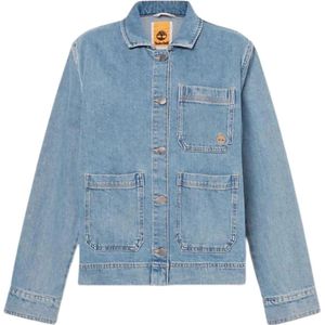 Timberland, Denimjack met Refibra-technologie Blauw, Dames, Maat:M