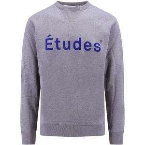 Études, Sweatshirts & Hoodies, Heren, Grijs, L, Katoen, Grijze Sweatshirt met Logo Print