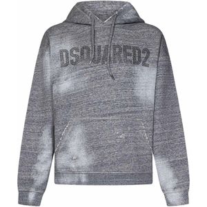 Dsquared2, Sweatshirts & Hoodies, Heren, Grijs, S, Katoen, Grijze Stijlvolle Katoenen Sweater