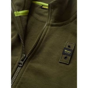 Blauer, Sweatshirts & Hoodies, Heren, Groen, 3Xl, Katoen, Groene Sweater met Rits en Zakken