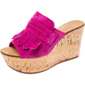 Casadei Pre-owned, Pre-owned, Dames, Roze, 38 EU, Suède, Pre-owned Suede sandals