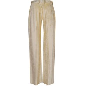 Ermanno Scervino, Broeken, Dames, Beige, S, Witte Corduroy Bootcut Broek Aw 24