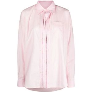 Y/Project, Asymmetrische Katoenmix Shirt Roze, Dames, Maat:S