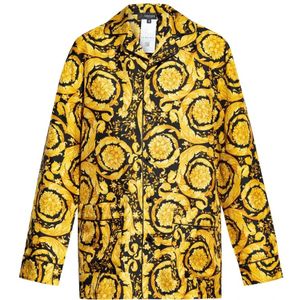Versace, Blouses & Shirts, Dames, Geel, M, Zijden pyjama top