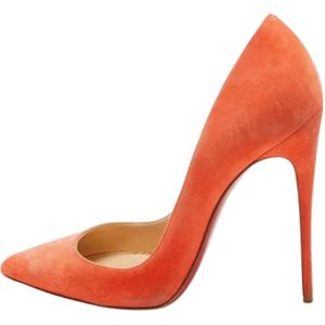 Christian Louboutin Pre-owned, Pre-owned Suede heels Oranje, Dames, Maat:38 EU