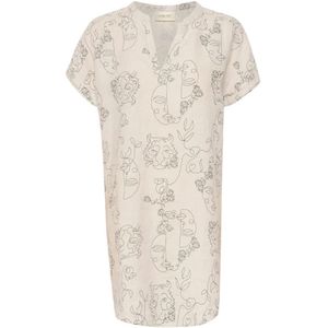 Cream, Face Print Tuniek Jurk Beige, Dames, Maat:S