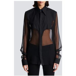 Balmain, Blouses & Shirts, Dames, Zwart, M, Zijden western shirt