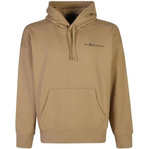 Polo Ralph Lauren, Sweatshirts & Hoodies, Heren, Beige, M, Katoen, Logo Print Hoodie