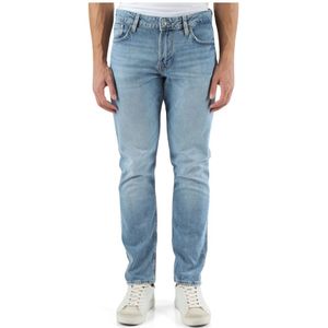 Guess, Slim Tapered Jeans met Vijf Zakken Blauw, Heren, Maat:W31