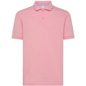 Sun68, Tops, Heren, Roze, M, Polo Shirt met kleine kraag streep