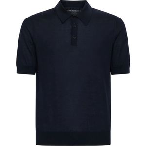 Dolce & Gabbana, Tops, Heren, Blauw, XL, Blauwe T-shirts en Polos