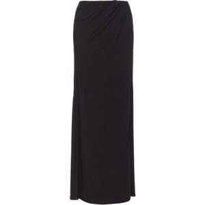 Pinko, Rokken, Dames, Zwart, S, Lange, vloeiende rok van viscose crepe