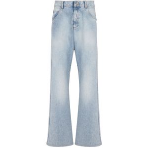 Balmain, Jeans, Heren, Blauw, W31, Katoen, Wijde katoenen jeans