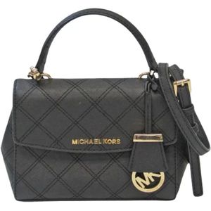 Michael Kors Pre-owned, Pre-owned, Dames, Zwart, ONE Size, Leer, Zwarte leren Michael Kors tas