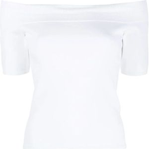 Alexander McQueen, Tops, Dames, Wit, M, Wit Off-Shoulder T-Shirt