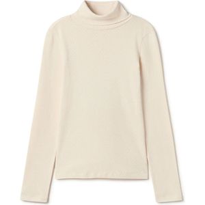 Twothirds, Truien, Dames, Beige, XS, Katoen, Delicate openwork turtle neck top