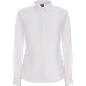 Fay, Blouses & Shirts, Dames, Wit, XL, Katoen, Witte Stretch Katoenen Overhemd met Lange Mouwen