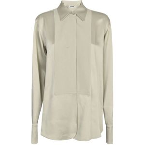 Jil Sander, Blouses & Shirts, Dames, Beige, S, Rayon, Pastelgroene Shirt voor Dames
