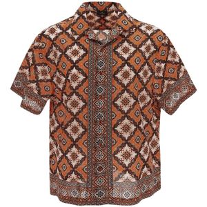 Etro, Bedrukt Overhemd met Etro Print Oranje, Heren, Maat:XL