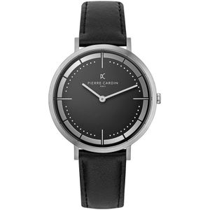 Pierre Cardin, Accessoires, Heren, Grijs, ONE Size, Elegante Zilveren Heren Analoge Horloge