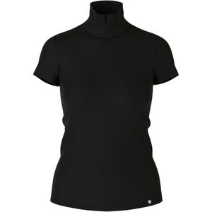 Marc Cain, Elegant Mockneck T-Shirt met Split Zwart, Dames, Maat:XL