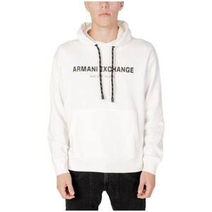 Armani Exchange, Sweatshirts & Hoodies, Heren, Wit, M, Katoen, Heren Hoodie