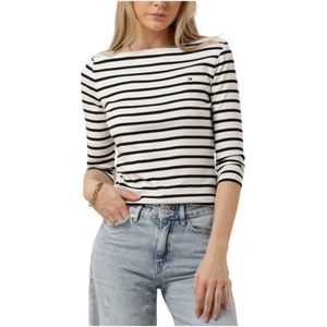 Tommy Hilfiger, Tops, Dames, Wit, S, Witte Boat Neck 3/4 Mouw Top