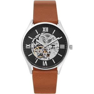 Skagen, Heren Lederen Automatisch Horloge Bruin, Heren, Maat:ONE Size