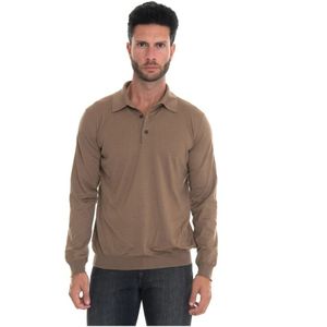 Kiton, Luxe Polo Shirt met Lange Mouwen Bruin, Heren, Maat:2XL