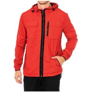 Superdry, Jassen, Heren, Rood, XL, Polyester, Rode Waterdichte Jas met Capuchon