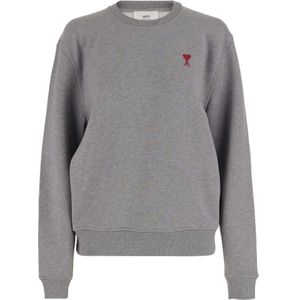 Ami Paris, Sweatshirts & Hoodies, Dames, Grijs, 2Xl, Katoen, Grijze Katoenen Crew Neck Sweatshirt