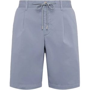 Boggi Milano, Korte broeken, Heren, Blauw, XL, Katoen, Stretch katoenen zomer Bermuda shorts